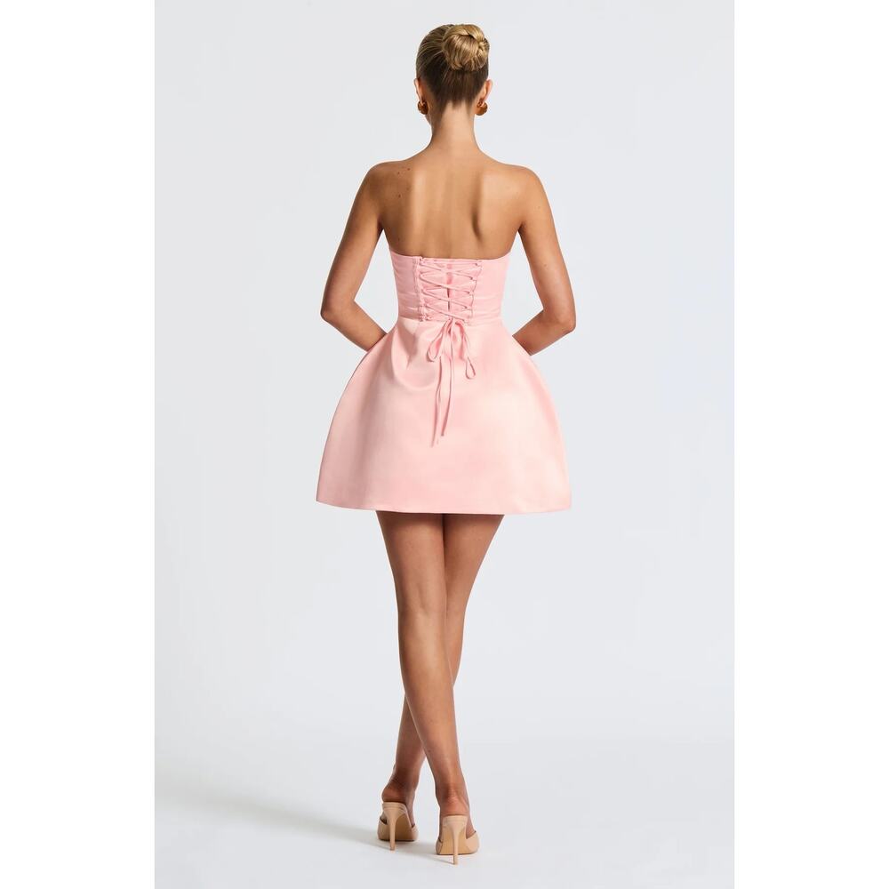NWT Babyboo Abbey Blush Pink Bow Corset Fit & Flare Strapless Mini Dress Size S - Picture 10 of 14